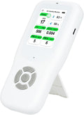 Air Quality Monitor Indoor, Handheld Air Quality Detector with Stand, Real-Time Air Meter Test AQI, PM1.0, PM2.5, PM10, CO2, TVOC, HCHO, Temperature and Humidity with Alert -White