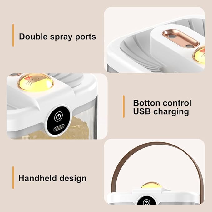 Mini Humidifier with Night Light, 2L Dual Channels Mist Humidifier, Top Fill Desktop Humidifier for Bedroom Office Car