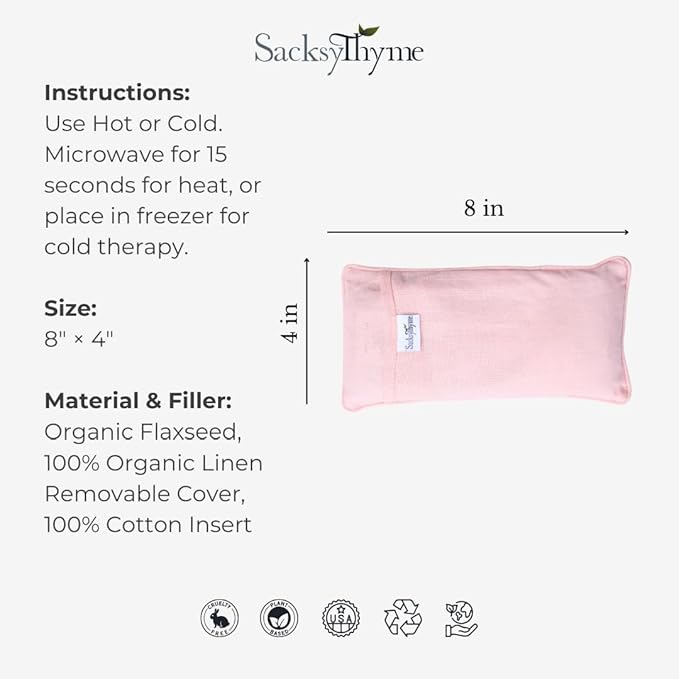 Organic Linen Eye Pillow - Lavender & Flaxseed for Relaxation, Yoga, Stress Relief - Microwavable Heating Pad & Cool Compress - Made in USA - Gifts for Meditation-FlexoryFit