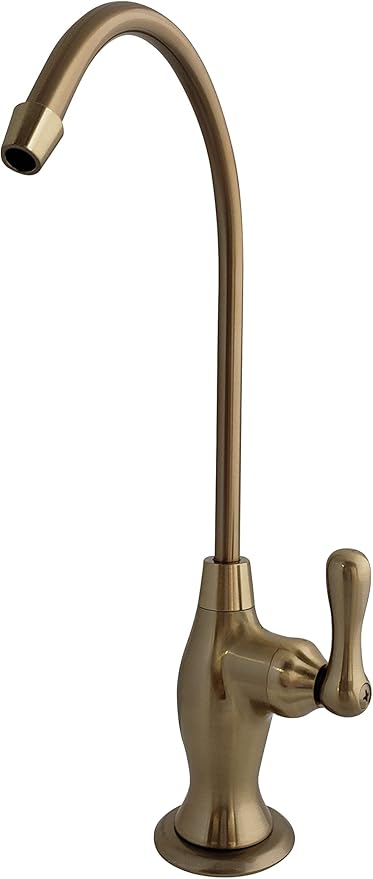 Non-airgap RO Faucet Reverse Osmosis Drinking Water Filtration System Water Dispenser Spout (Brushed Gold). Vase Style with Faucet Wrench RO-FW148. NSF Certified.