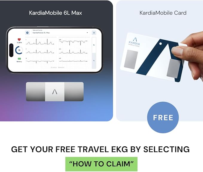 KardiaMobile 6L Max with 12-Month Subscription | 6-Lead Personal EKG Monitor | Heart Health Membership | Detects AFib & Irregular Arrhythmias | Easy Results in 30 Seconds | Works with Smartphones-FlexoryFit