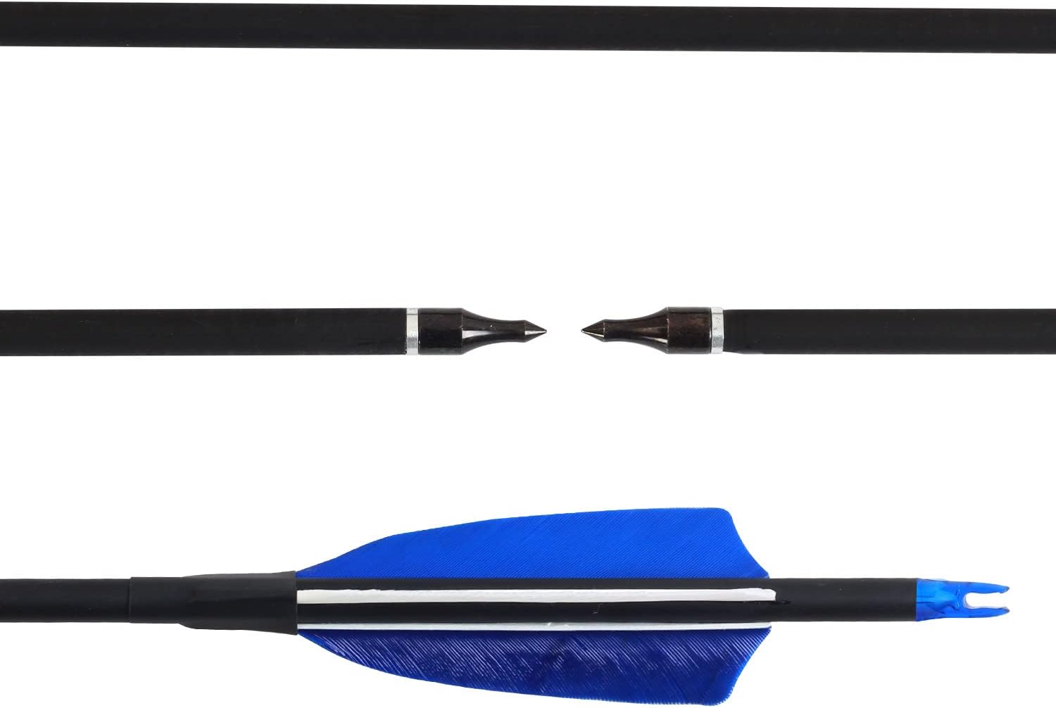 Archery 31" Hunting Arrows with 4" Natural Turkey Feather Carbon Arrows Target Practice Arrows for Traditional Bow Recurve Bow & Longbow - 12Pcs
