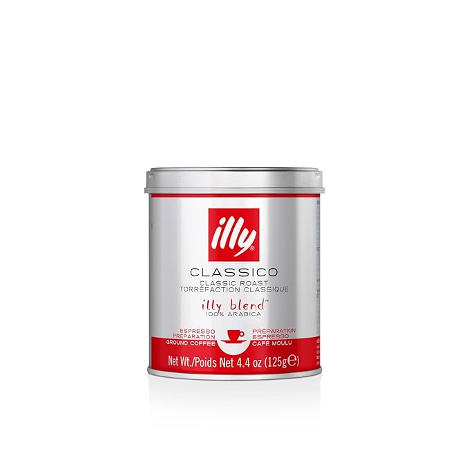 illy Ground Coffee Espresso - 100% Arabica Coffee Ground – Classico Medium Roast - Notes of Caramel, Orange Blossom & Jasmine - Rich Aromatic Profile - Precise Roast - No Preservatives – 4.4 Ounce-FlexoryFit