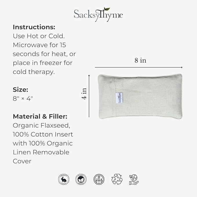 Organic Linen Eye Pillow - Lavender & Flaxseed for Relaxation, Yoga, Stress Relief - Microwavable Heating Pad & Cool Compress - Made in USA - Gifts for Meditation-FlexoryFit