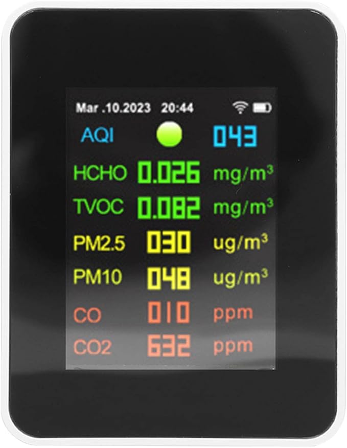 Air Quality Monitor, Air Quality Tester ABS Air Detector Color LCD Digital Display Multifunctional Indoor Test Meter, Indoor Air Quality Meters