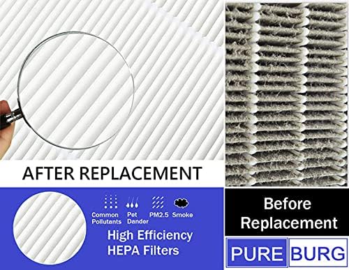 PUREBURG R-M003 Replacement Filter Compatible with RENPHO R-M003 Air Purifier R-M003-F1 R-M003-F2,H13 HEPA Activated Carbon 2-in-1 4-Stage Filtration