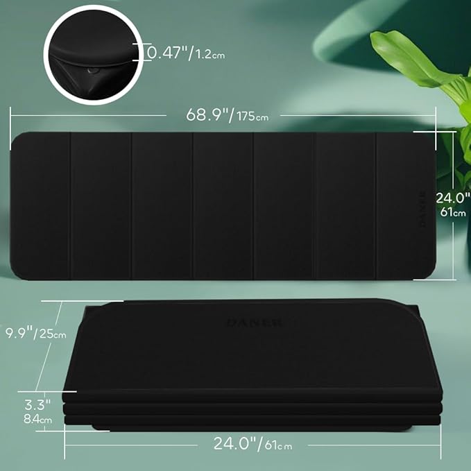 Foldable Yoga Mat 12mm Extra Thick Joint Protection,Portable Design for Travel/Pilates/Board/Camping,Environmental Sports Mat Non-Slip Gym Mat,Odorless POE Material-FlexoryFit
