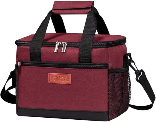 iknoe Large Foldable Cooler Bag, 8.5L Insulated Lunch Bag, Leakproof Lunch Cooler Tote with Multi-Bag Design Suitable for Beach, Picnic and Office Use,Red 15-Can-FlexoryFit
