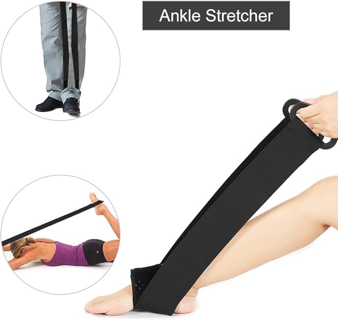 ZJchao Stretching Strap Yoga Strap, Foot Drop Fascitis Plantar Ankle Training Belt, Exercise Strap, Black, OK Cloth-FlexoryFit