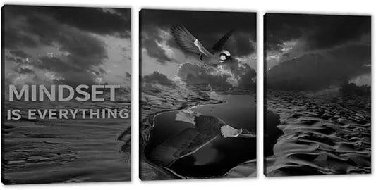 Yetaryy 3 Panels Inspirational Canvas Painting Motivational Wall Art Success Framed Poster Grind Hustle Positive Quotes Wall Poster Office Inspirational Wall Decor 36''W x 16''H (Animals-HeiYing-3S)-FlexoryFit