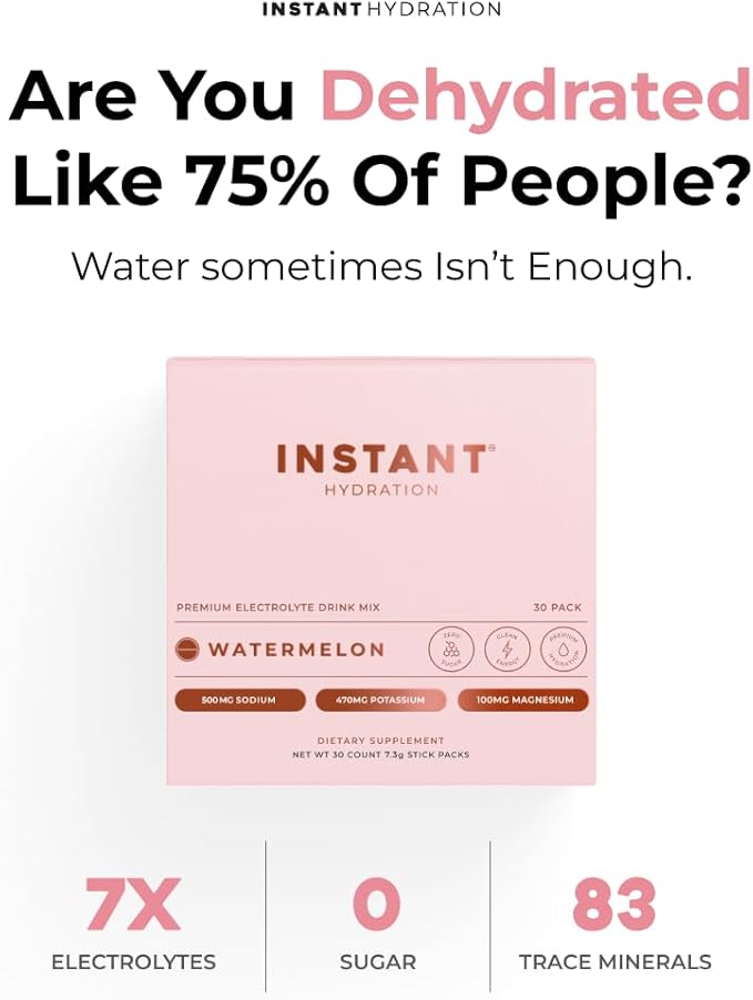 Instant Hydration Electrolytes Powder Packets - Watermelon Electrolyte Drink Mix - Zero Sugar - Keto, Vegan, Gluten-Free, Non-GMO - Boost Recovery, Brain Health, Muscle & Tissue Support- 30 Sticks-FlexoryFit