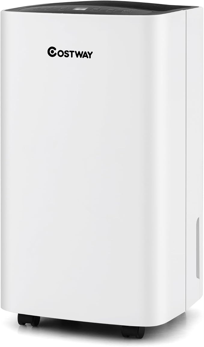 COSTWAY Dehumidifier for Large Room and Basements, Portable 30 Pints Dehumidifier with 3 Modes, 2 Speeds, Low Noise, 24H Timer, Auto or Manual Drainage