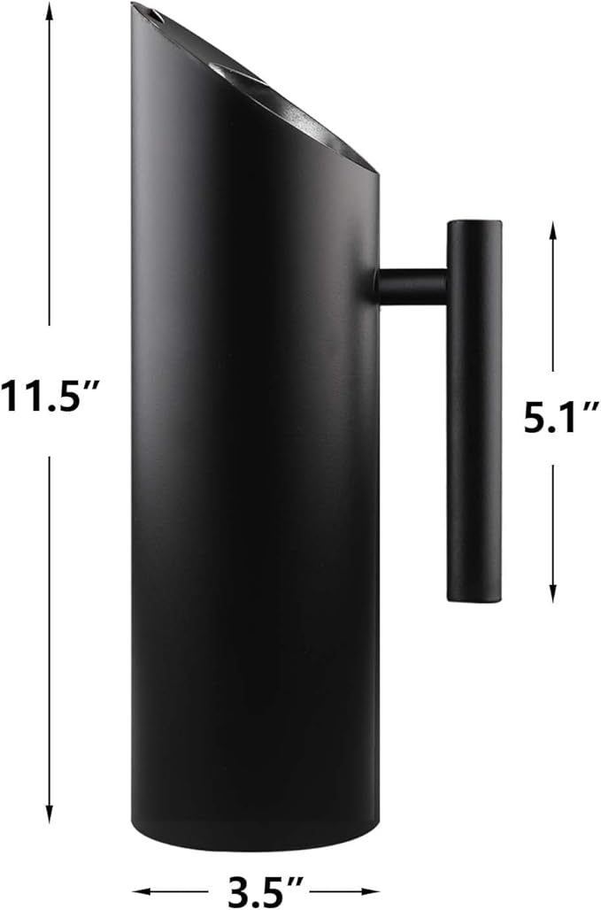Stainless Steel Water Pitcher Black Metal Pitcher with Ice Guard Cold Drinking Carafe Jug for Juice, Beer, Milk, Ice Tea or Other Beverage by MUGLIO (53oz)