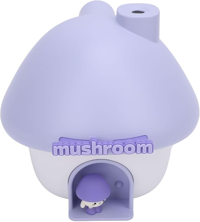 Travel Portable Cute Mushroom House Design Humidifier with Night Light, Personal 300ml Silent Humidifier for Office, Bedroom Car