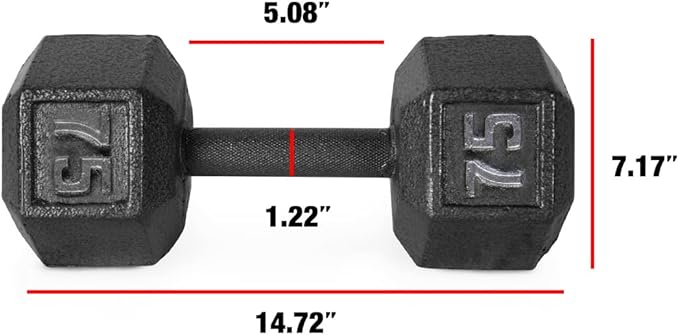 WF Athletic Supply Cast Iron Solid Hexagon Gray/Black Dumbbells, Strength Training Free Weights Set of 2 for Women and Men, Hand Weights Sold by Pairs, Multi-Select Size Options Available-FlexoryFit