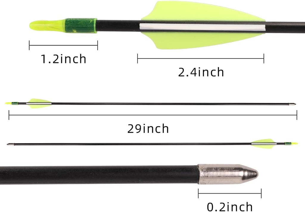 LWANO 28" Fiberglass Arrows - Archery Practice Target Arrows with Blunt Tips Durable Shaft for Youth Kids Children Beginners on Recurve&Long Bows(Pack of 12)