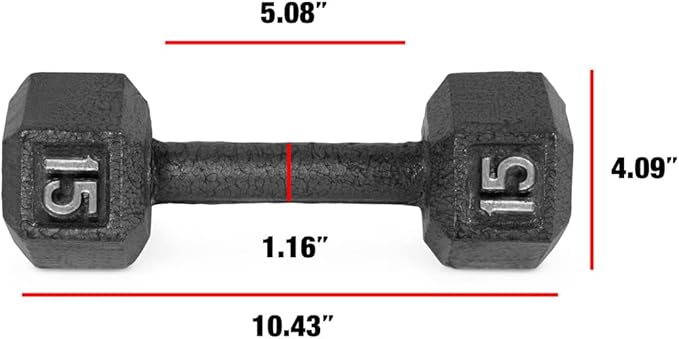 WF Athletic Supply Cast Iron Solid Hexagon Gray/Black Dumbbells, Strength Training Free Weights Set of 2 for Women and Men, Hand Weights Sold by Pairs, Multi-Select Size Options Available-FlexoryFit