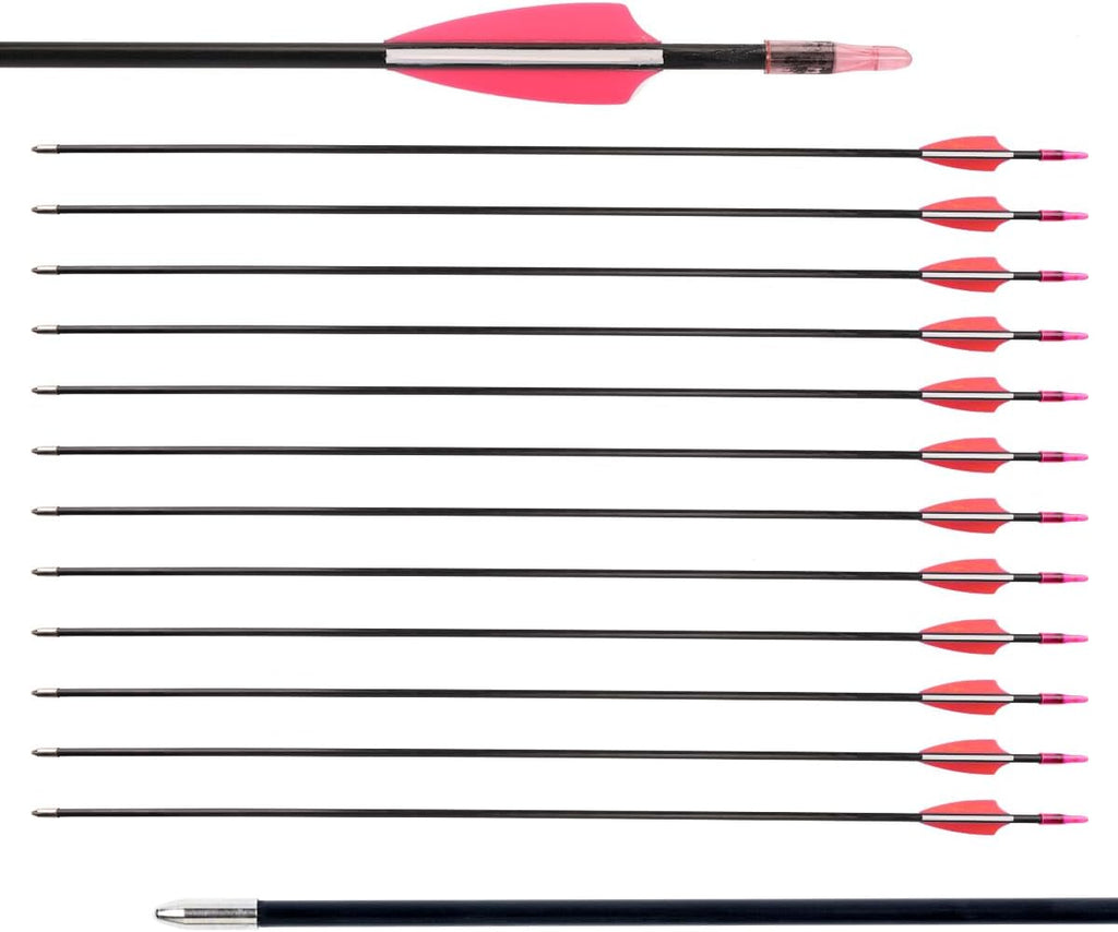 LWANO 28" Fiberglass Arrows - Archery Practice Target Arrows with Blunt Tips Durable Shaft for Youth Kids Children Beginners on Recurve&Long Bows(Pack of 12)