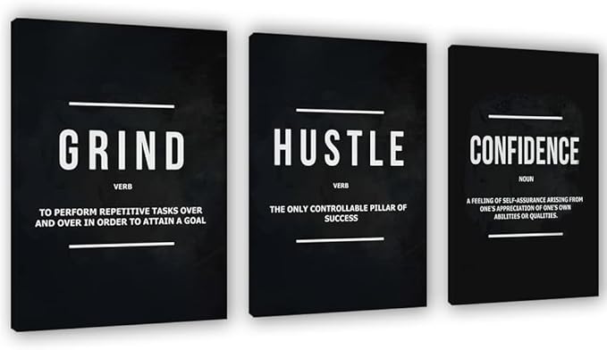 Yetaryy Motivational Poster Inspirational Wall Art 3 Pieces Canvas Painting Lion Artwork for Living Room Office Modern Home Decor Prints Pictures Wall Decor Framed Ready to Hang [48''Wx 24''H]-FlexoryFit