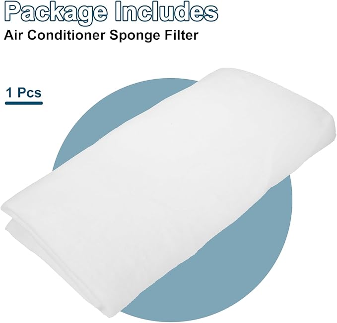 PATIKIL 39" x 39" x 1.2" Air Conditioner Filter Replacement, Washable Reusable Cut to Fit Foam Filter Air Filter for RV AC Vent Window Purifiers Computer, White