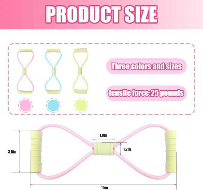 Figure 8 Fitness Resistance Bands with Handles, Yoga Resistance Band Stretch Fitness Band, Chest Expander, for Arm and Shoulder Stretch, Rope 8 Word Elastic for Women and Men（3 Pack）-FlexoryFit