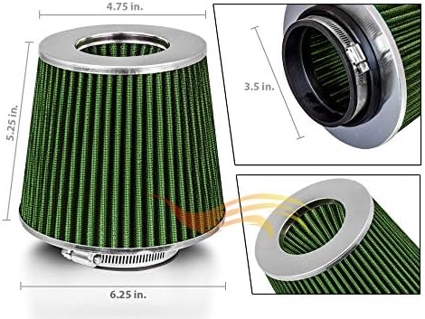 3.5" 89 mm Inlet Cold Air Cone Replacement Performance Washable Clamp-On Dry Air Filter