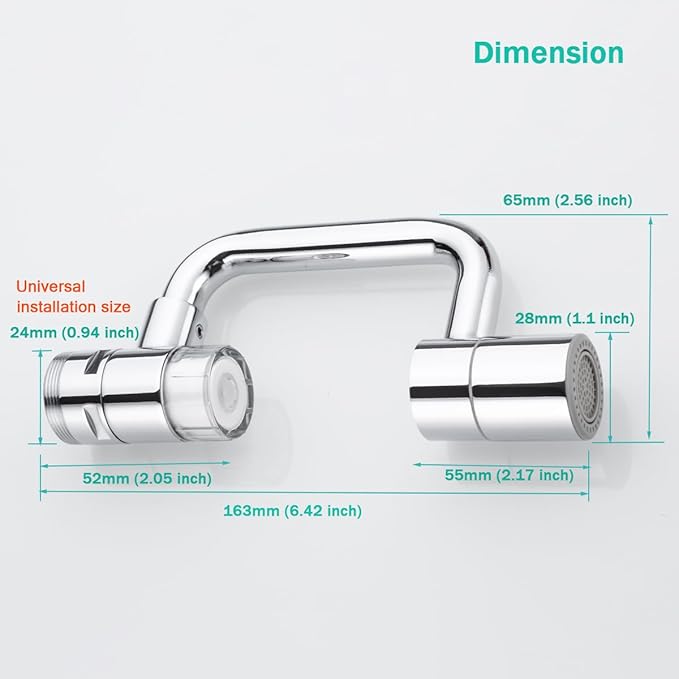 Water Filter for Sink- Faucet Extender-Rotatable Faucet Aerator-10pcs Cartridges,1080° Swivel Faucet Extender for Kitchen & Bathroom Sink,360° Rotating 2-Mode Swivel Aerator, Chrome