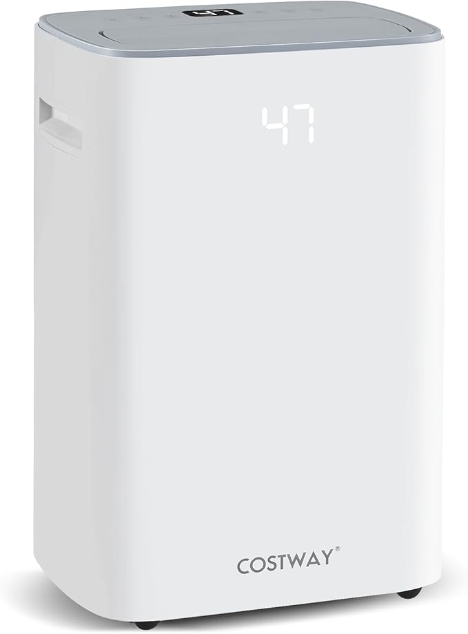 COSTWAY 52 Pint Dehumidifier for Basement, 3.3 FT Drain Hose, Clothes Drying Modes, Auto Defrost, Child Lock & 24H Timer, Home Dehumidifier for Bedroom, Bathroom, Garage