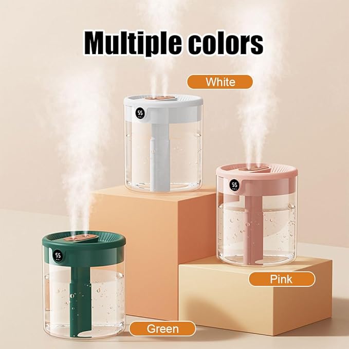Smart Humidifier, Double Nozzle Cool Mist Humidifier with Night Light, 2L Top Fill Air Humidificador for Home Bedroom Office