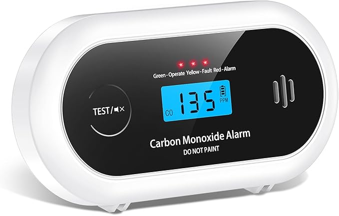 Carbon Monoxide Detector，Portable 10-Year Sealed Battery CO Alarm with LCD Display, CO Detector for Home ，Office and Travel