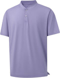 M MAELREG Collarless Golf Shirts for Men Dry Fit Moisture Wicking Performance Solid Casual Mens Henley Shirts Short Sleeve