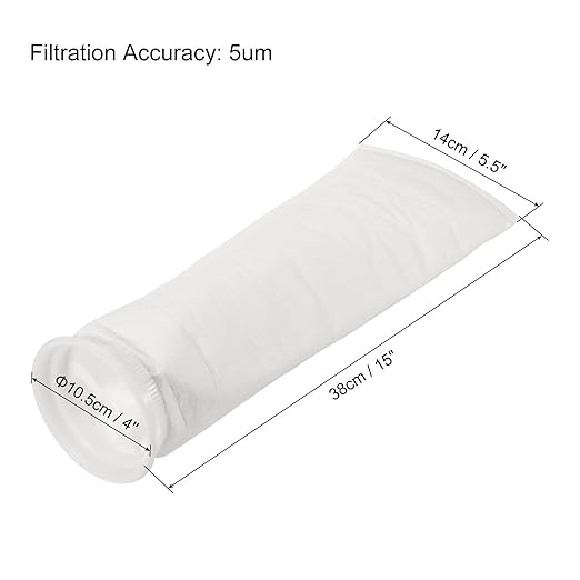 PATIKIL 4 Inch Ring Filter Socks 5 Micron, 2 Pack Mesh Bags Pool Skimmer Basket, White