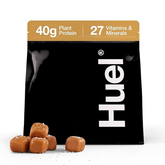 Huel Black Edition | Salted Caramel 40g Vegan Protein Powder | Nutritionally Complete Meal | 27 Vitamins and Minerals, Gluten Free | 17 Servings | Scoop not included to reduce plastic-FlexoryFit