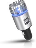 UTILE Car Ionizer Purifier with Dual USB Charger – Ionic Air Freshener for Odor Removal | 2.1A/0.8W USB Charging for Phone, Tablet and Other Devices (Silver, Pack of 1)