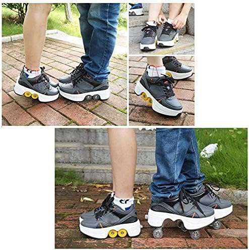 Double-Row Deform Wheel Automatic Walking Shoes Invisible Deformation Roller Skate 2 in 1 Removable Pulley Skates Skating Parkour-FlexoryFit