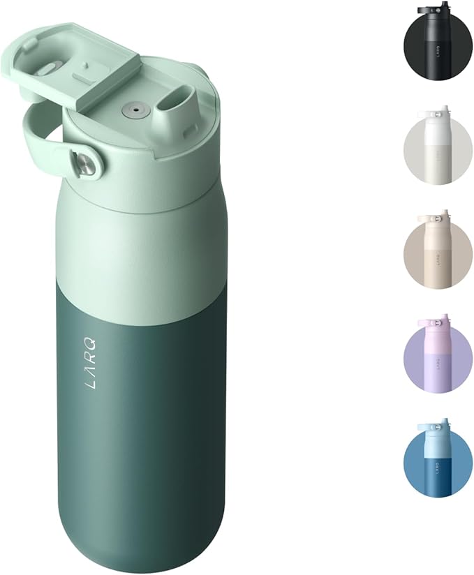 LARQ Bottle Swig Top 23oz - Insulated Stainless Steel Water Bottle With Built-In Silicone Handle | BPA Free | Reusable Water Bottle for Sports, Gym, and Travel, Eucalyptus Green