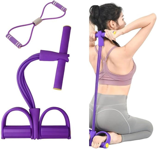 6 Tube Pedal Ankle Puller with 8 Shape Resistance Band, Fitness Resistance Bands for Women, Exercise Bands with Handles, Workout Bands for Abdomen, Waist, Leg, Hip-FlexoryFit