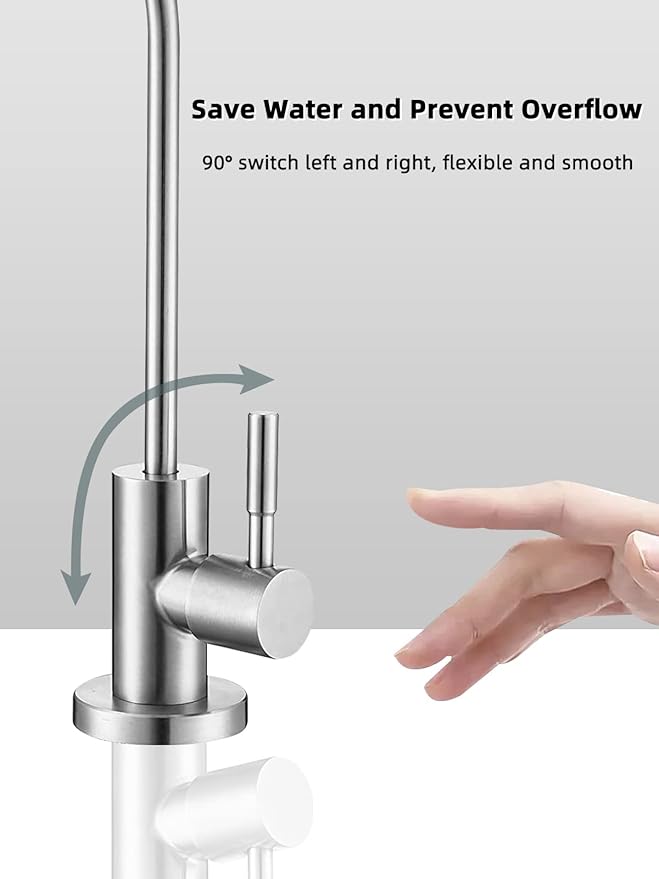 Drinking Water Faucet,Easy to Install Lead-Free Sink RO Faucet,Water Filter Faucets for Kitchen Bar Sink,Brushed Nickel SUS304 Reverse Osmosis Faucets