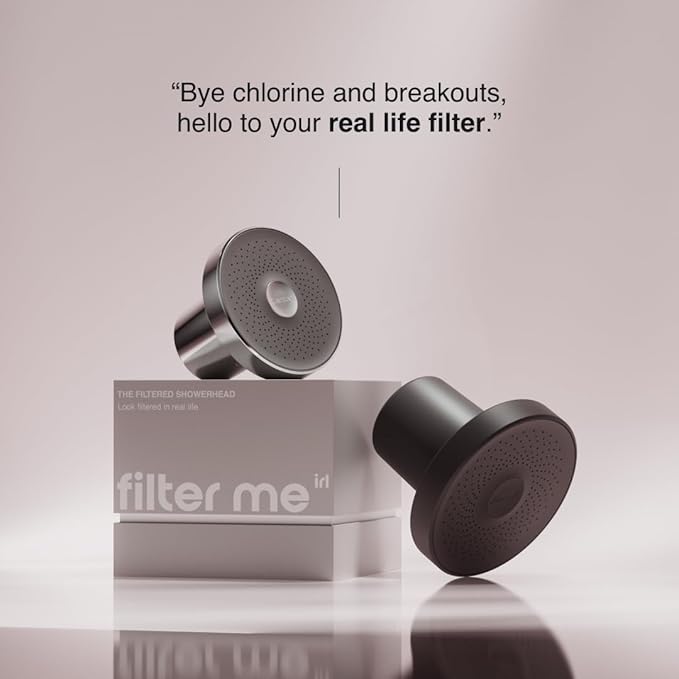 Black Filtered Showerhead - High-Pressure Shower Head with Advanced Water Filtration - Removes Chlorine & Impurities for Softer Skin & Healthier Hair - Easy to Install