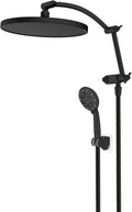 Hibbent Self-cleaning Shower Head, 10'' High Pressure Rainfall Showerhead with Handheld, 16'' Adjustable Arc-shape Extension Arm, 71'' Hose, Showerhead Holder, Matte Black