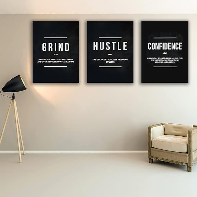 Yetaryy Motivational Poster Inspirational Wall Art 3 Pieces Canvas Painting Lion Artwork for Living Room Office Modern Home Decor Prints Pictures Wall Decor Framed Ready to Hang [48''Wx 24''H]-FlexoryFit