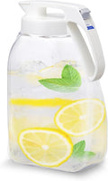 QuickServe Large Airtight Pitcher - 3L (101oz), Heat Resistant, BPA-Free SAN Plastic, One Touch Open & Close, Space-Saving, Made in Japan - White