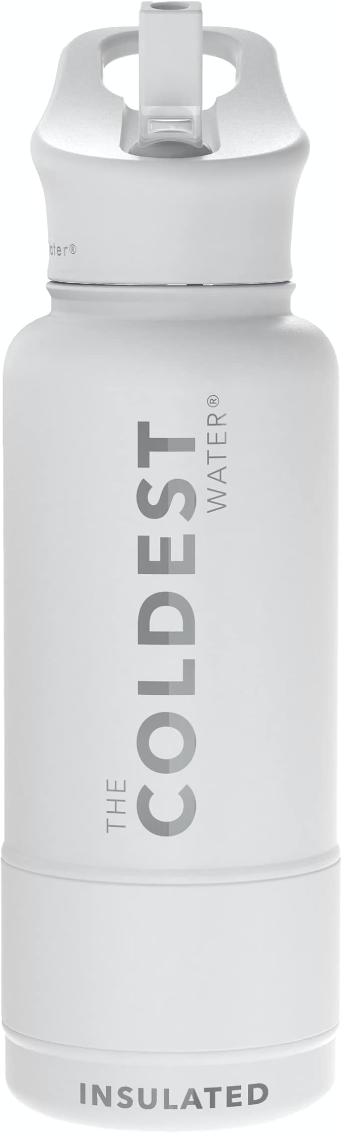 Coldest Insulated Water Bottle with Straw Lid - Stainless Steel Metal Insulated Bottle for Men & Women (Epic White, 32 oz)