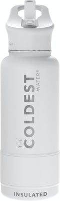 Coldest Insulated Water Bottle with Straw Lid - Stainless Steel Metal Insulated Bottle for Men & Women (Epic White, 32 oz)