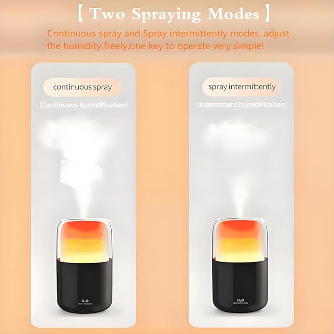 LED home spraying humidifier with high simulation flame atmosphere light，2.3W and 280ml water tank,dynamic state and static state flame (white housing)