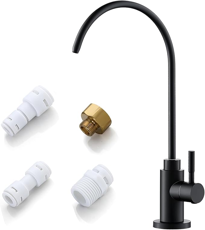 Water Filter Faucet, VMASSTONE Reverse Osmosis Faucet Fits Most RO Units or Water Filtration System in Non-Air Gap, Lead-Free Stainless Steel Drinking Water Faucet for Bar Kitchen Sink, RV (DM001 MB)