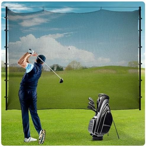 Sports Netting,Golf Practice Net Hitting Net with 33Feet Nylon Rope Also for Baseball, Hockey, Soccer, LAX and More - 10x10ft/10x15ft/10x20ft/10x25ft/10x30ft/10x40ft/10x50ft