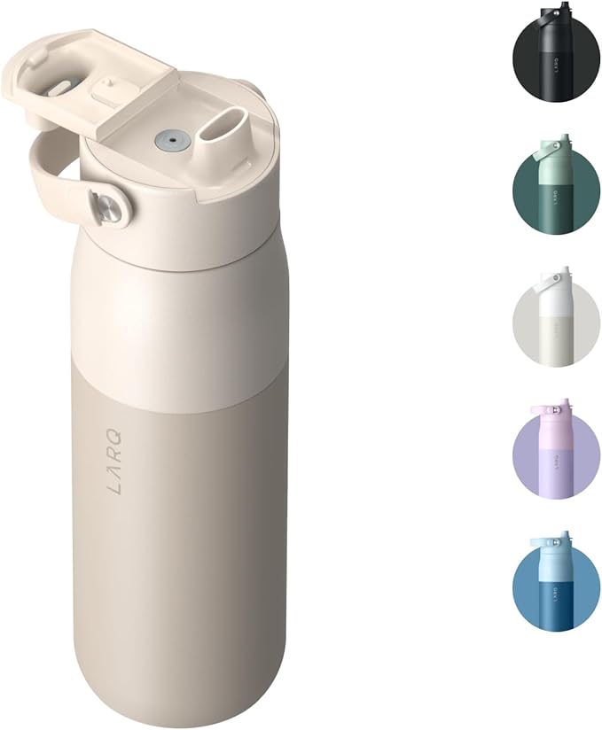 LARQ Bottle Swig Top 23oz - Insulated Reusable Stainless Steel Water Bottle With Built-In Silicone Handle | BPA Free | For Sports, Gym, and Travel | Mojave Dune