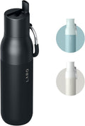 LARQ Flip Top 17 oz Insulated Stainless Steel Water Bottle With Straw | Thermos, BPA Free | Reusable Bottle for Sports, Gym, Travel | Keeps Drinks Cold 24 Hours, Obsidian Black