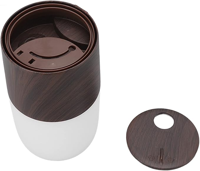 Portable Mist Humidifier, 300ml Capacity Personal Air Humidifier with Timing Function, Jellyfish Shaped Spray Mist, Mobile Using Office Humidifier with Colorful Night Light for Cars,(Dark Wood Color)